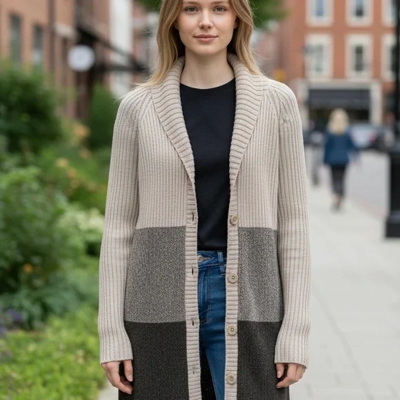L.A. Blues Women's Neutral Block Cardigan - Picture 2 of 4